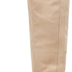 New Womens Faux Suede Knee High Boots Beige 8